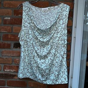 Calvin Klein Women's Floral ~ Aqua and Taupe ~ 1X